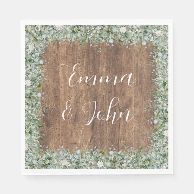 Guardanapo De Papel Eucalyptus Greenery Wedding Napkin | Rustic (Frente)