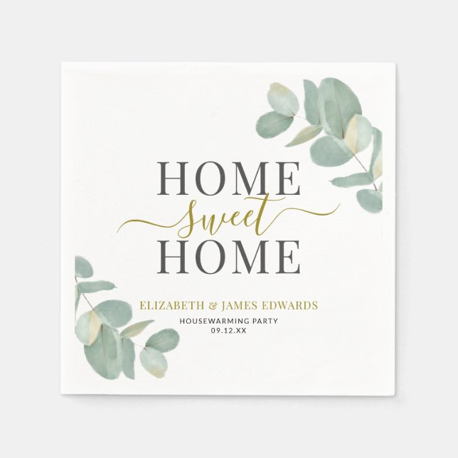 Guardanapo De Papel Eucalyptus Home Sweet Home Housearming Party (Frente)