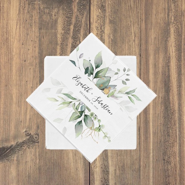 Guardanapo De Papel Eucalyptus Leaf Greenery Wedding Napkins (Criador carregado)