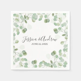 Guardanapo De Papel Eucalyptus Wedding Napkin Botânico Personalizado