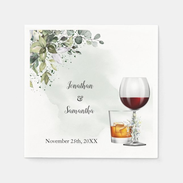 Guardanapo De Papel Eucalyptus Wine & Bourbon Wedding (Frente)