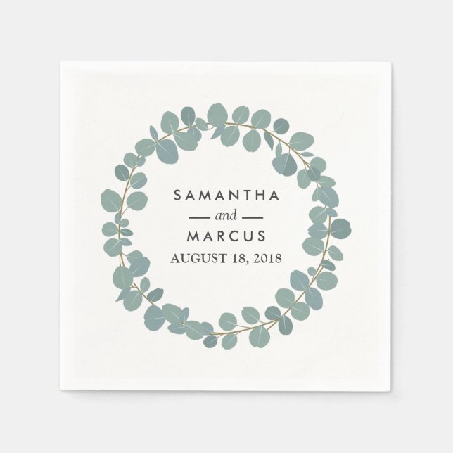 Guardanapo De Papel Eucalyptus Wreath Greenery Casamento Napkins (Frente)