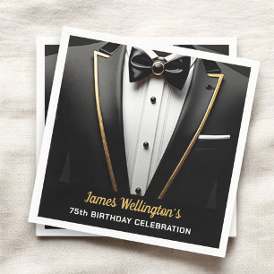 Guardanapo De Papel Evento de aniversário de Tuxedo preto e Dourado