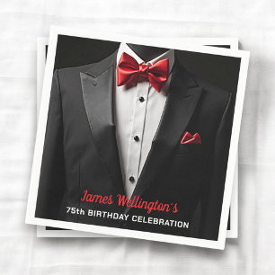 Guardanapo De Papel Evento de aniversário de Tuxedo preto e vermelho