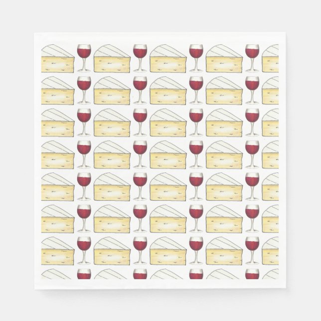Guardanapo De Papel Evento do Provando de vinho tinto Brie Queijo Cock (Frente)