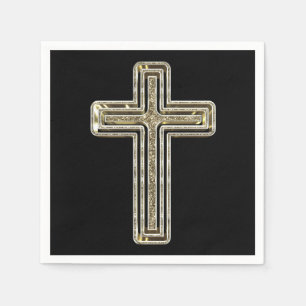 Guardanapo De Papel Evento religioso transversal preto e Dourado