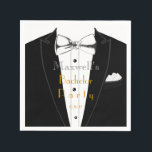 Guardanapo De Papel Evento Tuxedo<br><div class="desc">Celebre uma gravata negra ou um evento formal com um smoking e guardanapo branco. Excelente para despedida de solteiro,  casamentos e graduações. Altere o nome,  o título do evento e a data.</div>