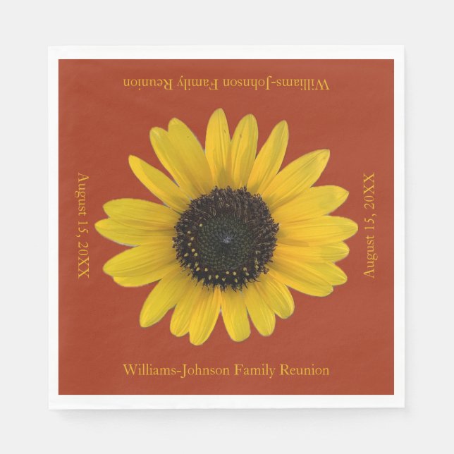 Guardanapo De Papel Evento Vermelho Personalizado de Girassol (Frente)