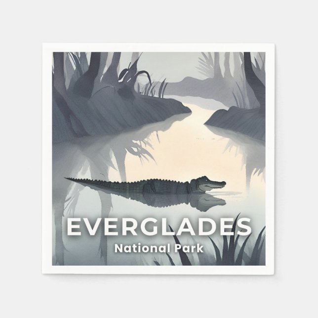 Guardanapo De Papel Everglades National Park | Watercolor Alligator (Frente)