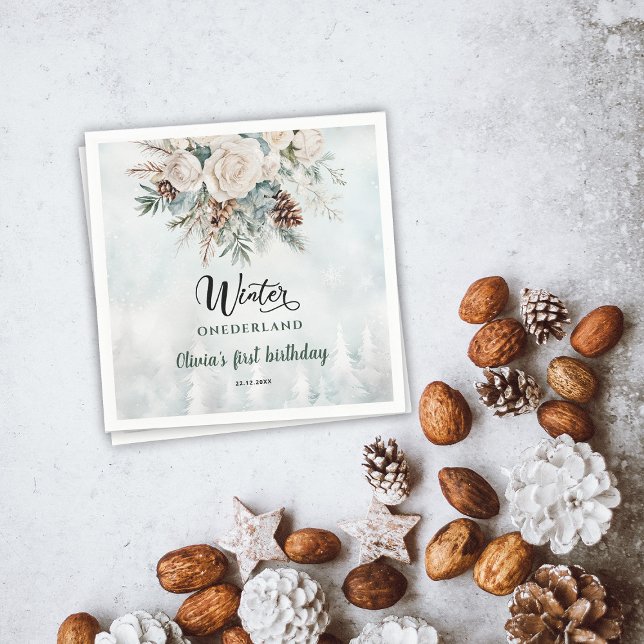 Guardanapo De Papel Evergreen Winter Onederland Primeiro Aniversário (Criador carregado)