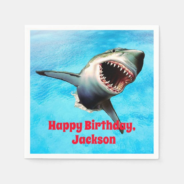 Guardanapo De Papel Excelente Assustador, Arrepio de Tubarão Branco (Frente)