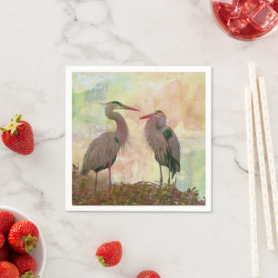 Guardanapo De Papel Excelente Blue Heron Pair - Coquetel de Arte Digit