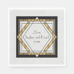 Guardanapo De Papel Excelente Gatsby Arte Branca Dourada Casamento