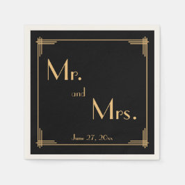 Guardanapo De Papel Excelente Negro Gatsby Art Deco Ecru Casamento Nap