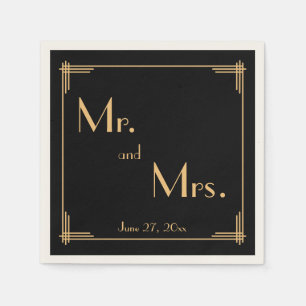 Guardanapo De Papel Excelente Negro Gatsby Art Deco Ecru Casamento Nap