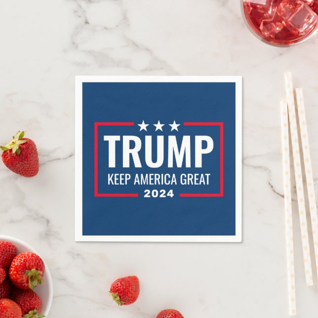 Guardanapo De Papel Excelente Trump 2024 Keep America - azul vermelho (Insitu)