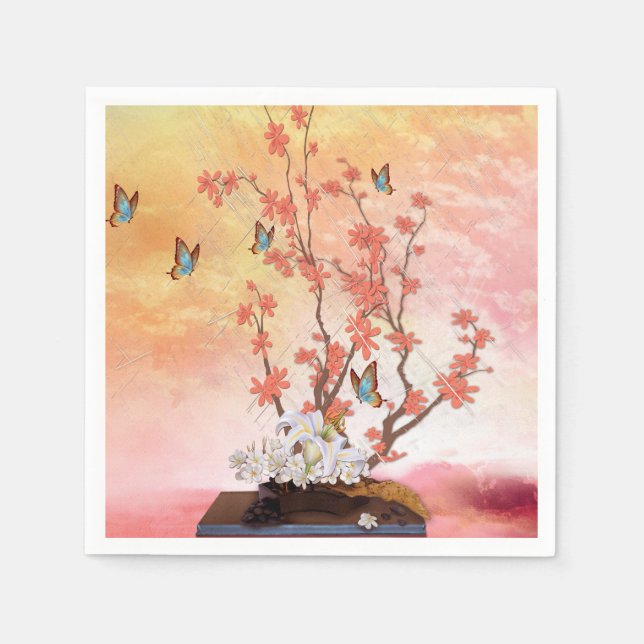 Guardanapo De Papel Exibição de Ikebana (Frente)