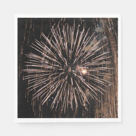 Guardanapo De Papel Exibição Do Fireworks No Black Sky