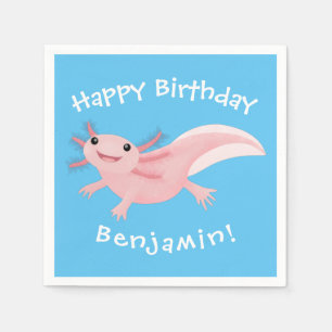 Guardanapo De Papel Exolotl branco rosa feliz