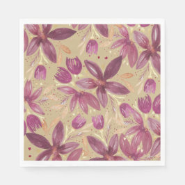 Guardanapo De Papel Exótica Watercolor Floral Burgundy e Dourada