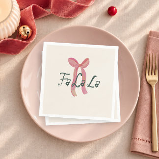 Guardanapo De Papel Fa La La Laço Rosa Festa de Natal