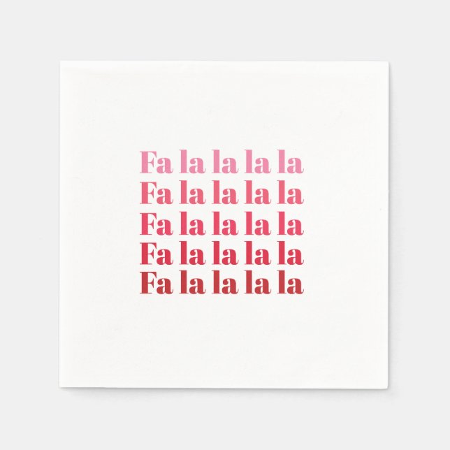 Guardanapo De Papel "Fa La La" Pink Natal Napkins (Frente)