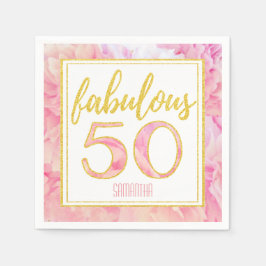 Guardanapo De Papel Fabuloso 50 Floral Dourado, Rosa Delicado