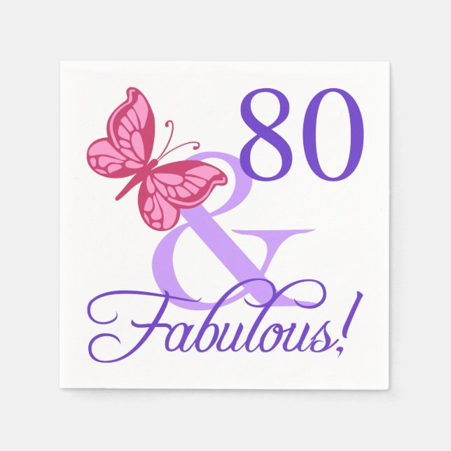 Guardanapo De Papel Fabuloso aniversário de 80 para as mulheres (Frente)