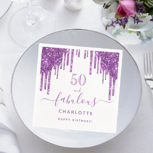 Guardanapo De Papel Fabuloso aniversário monograma branco roxo de bri