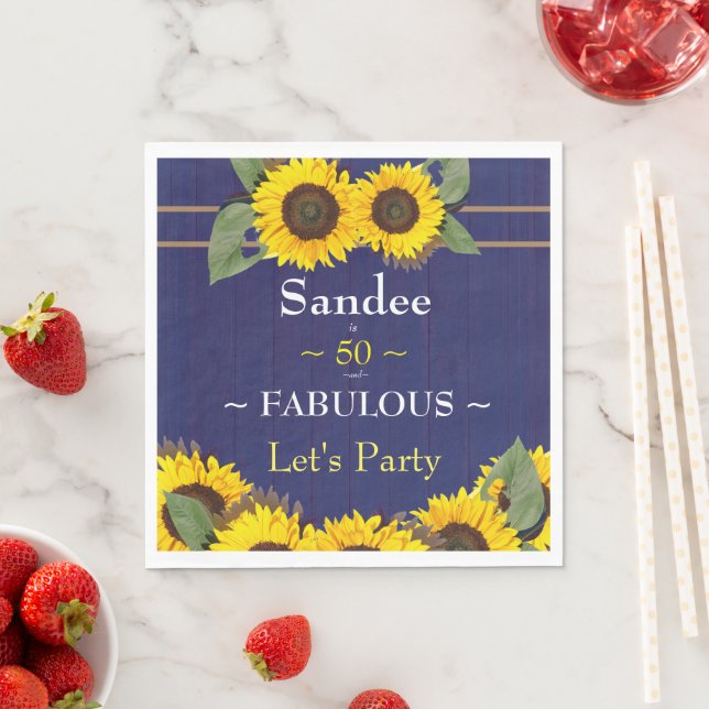 Guardanapo De Papel Fabuloso e 50 Aniversário do Girassol Azul (Insitu)