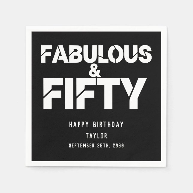 Guardanapo De Papel Fabuloso e Cinquenta Aniversário Script Negrito Pe (Frente)