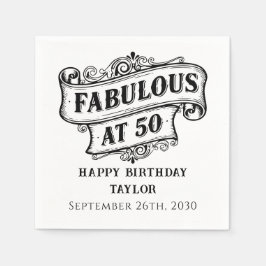 Guardanapo De Papel Fabulous at 50 Vintage Chic Milestone Birthday 