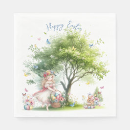 Guardanapo De Papel Fada da Primavera de Páscoa em Aquarela