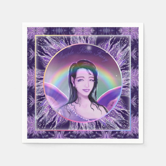 Guardanapo De Papel Fada de chuva roxa (Frente)