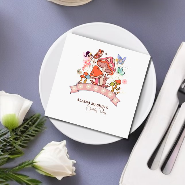 Guardanapo De Papel Fada Encantada Cogumelo Aquarela Floral (Criador carregado)