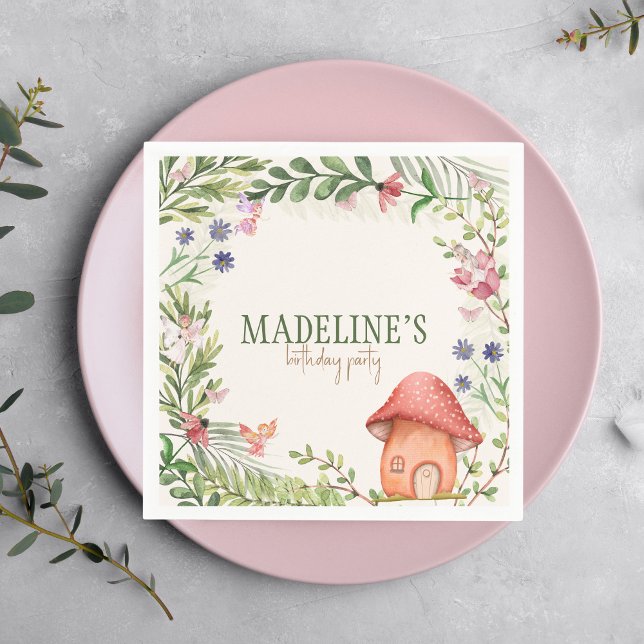 Guardanapo De Papel Fada Encantada Floresta Mushroom Greenery Floral (Criador carregado)