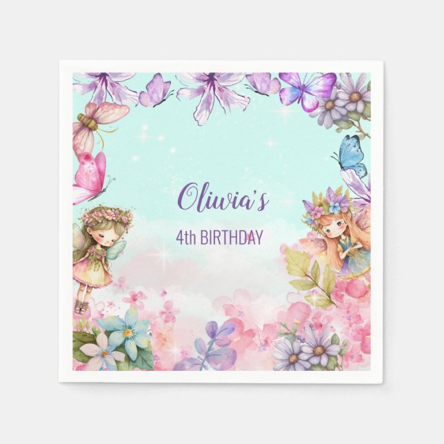 Guardanapo De Papel Fada Fada Fada Fada Fada Aniversário (Frente)