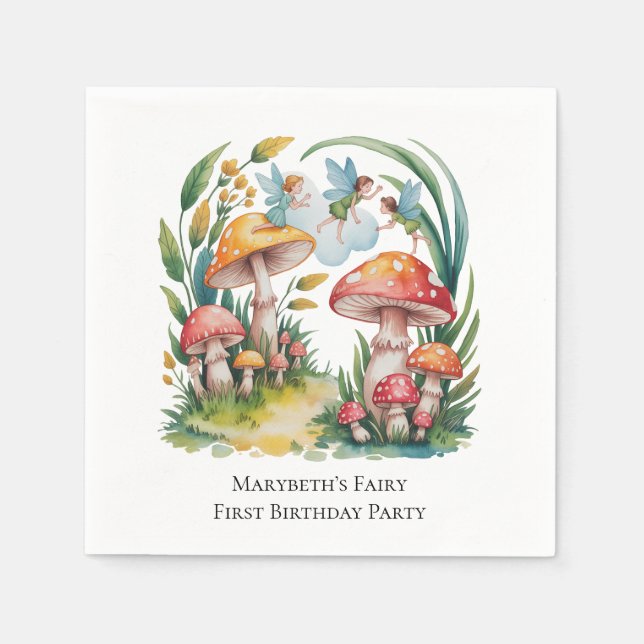 Guardanapo De Papel Fada Primeira Festa de aniversário (Frente)