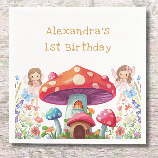 Guardanapo De Papel Fada Primeira Festa de primeiro aniversario de Gar (Criador carregado)