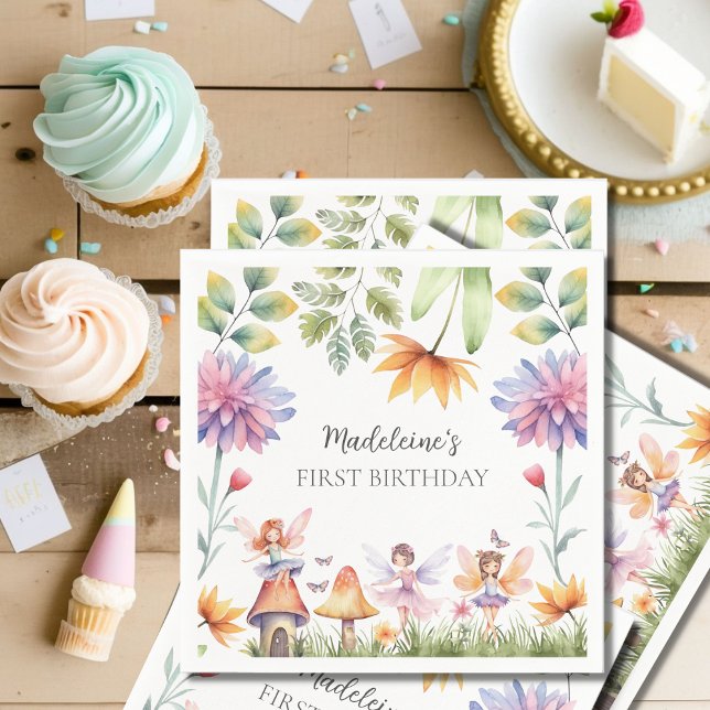 Guardanapo De Papel Fada Primeiro primeiro aniversario de Jardim Mágic (Criador carregado)