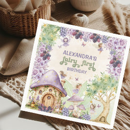 Guardanapo De Papel Fada Roxa Primeira Amora Primeiro Aniversário
