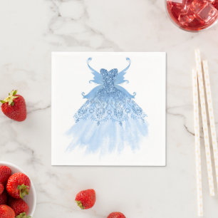 Guardanapo De Papel Fada Wing Ice Gown Sheen Iridescente Azul-Geado