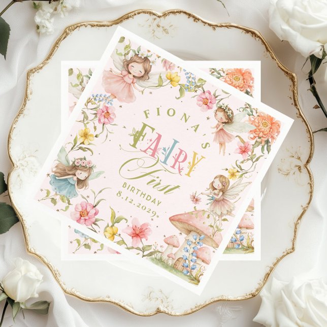 Guardanapo De Papel Fairy First Birthday Enchanted Garden Bright (Criador carregado)