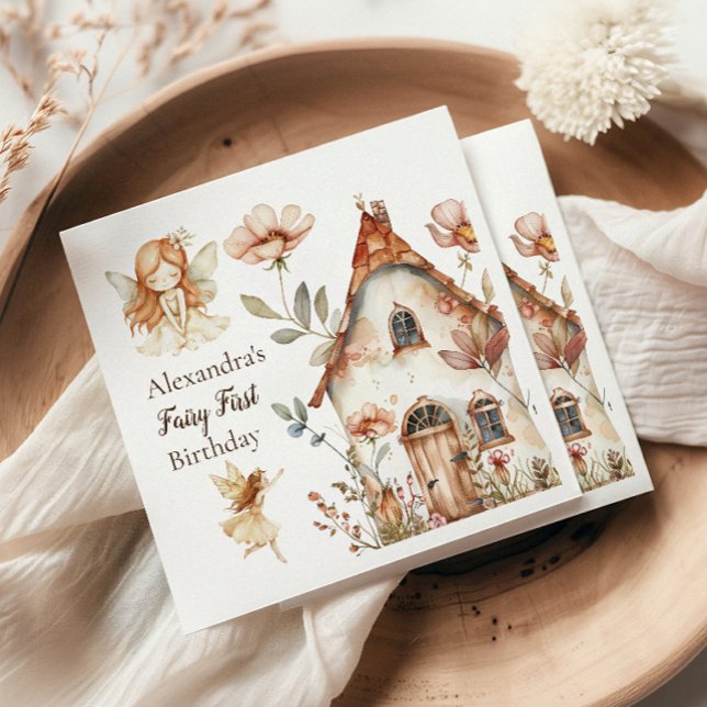 Guardanapo De Papel Fairy First Birthday Woodland Floral (Criador carregado)