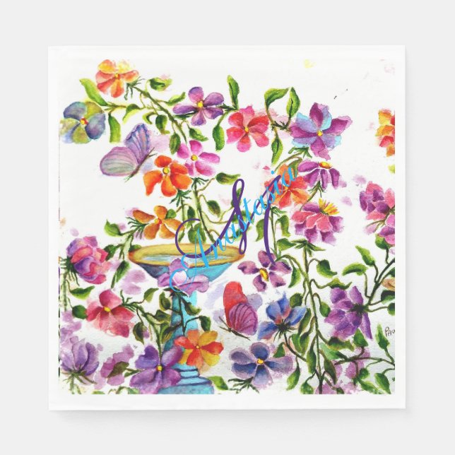 GUARDANAPO DE PAPEL FAIRY FLOWER GARDEN MONOGRAM PARTITY (Frente)