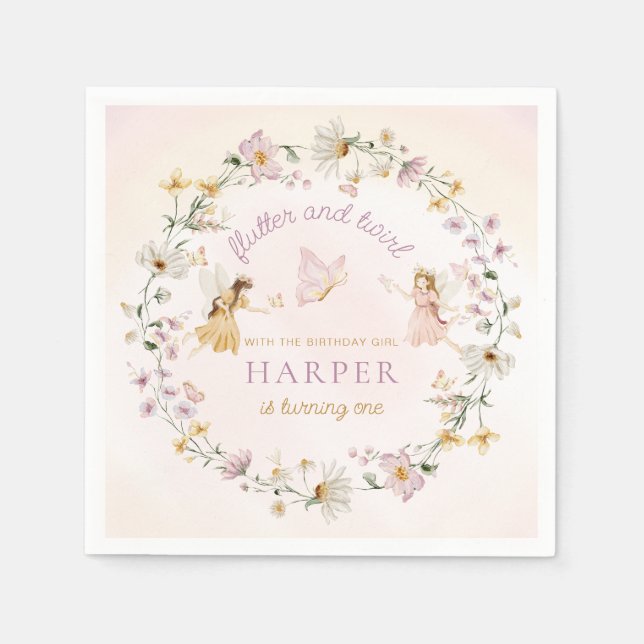 Guardanapo De Papel Fairy Garden Birthday (Frente)