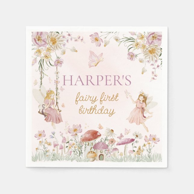 Guardanapo De Papel Fairy Garden Birthday (Frente)