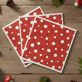 Guardanapo De Papel Fairy Mushroom Red and White Polka Dot Pattern 