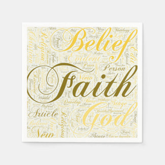 Guardanapo De Papel Faith Dourado e Branco