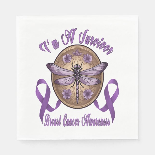 Guardanapo De Papel Faith Hope ama Dragonfly Cancer Sensibilização (Frente)